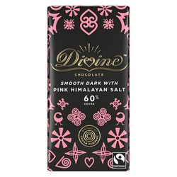 Divine Chocolate - Hořka čokoláda s růžovou himálajskou solí 60%, 90g