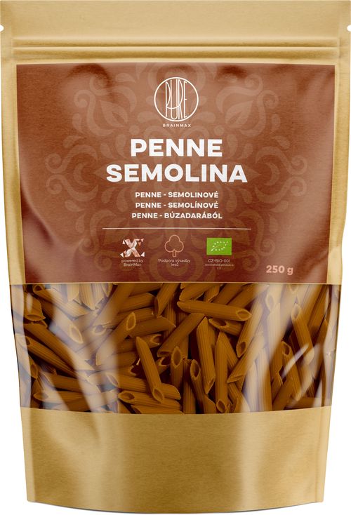 BrainMax Pure Penne - semolinové, BIO, 250 g *CZ-BIO-001 certifikát