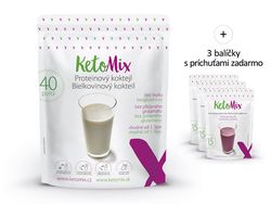 KetoMix Proteínový kokteil (40 porcií) 1 200 g Druhá príchuť koktailu: ananás, Prvá príchuť koktailu: čučoriedka, Tretia príchuť koktailu: ananás