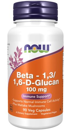 NOW® Foods NOW Beta 1,3/1,6-D -Glucan, betaglukany, 100 mg, 90 rostlinných kapslí