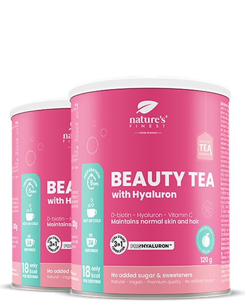 Beauty Tea with Hyaluron and Biotin 1+1 | Hydratácia pokožky | Funkčný čaj | Anti-Aging | ProHyaluron™ | Bio | Vegánsky | Podpora kolagénu | 120g