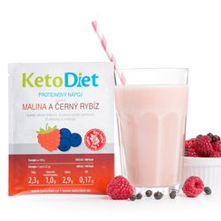 KetoDiet Proteínový nápoj príchuť malina a čierna ríbezľa (7 porcií) - 100% keto diéta