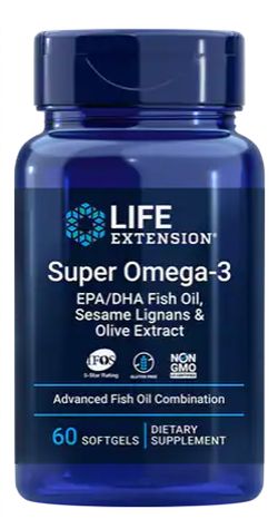 Life Extension Super Omega-3 EPA/DHA Fish Oil, Sesame Lignans & Olive Extract (rybí olej se sezamovými lignany a olivovým extraktem), 60 kapslí