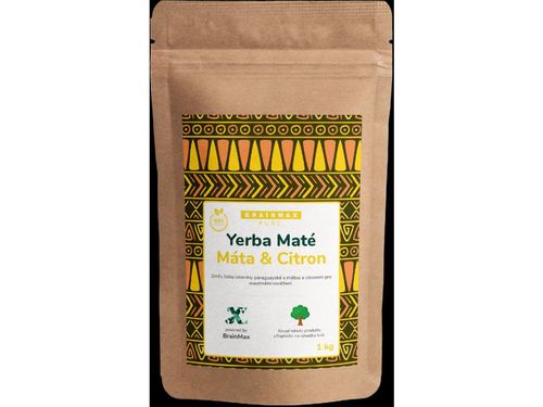 BrainMax Pure Organic Yerba Maté - mäta & citrón, 1000 g