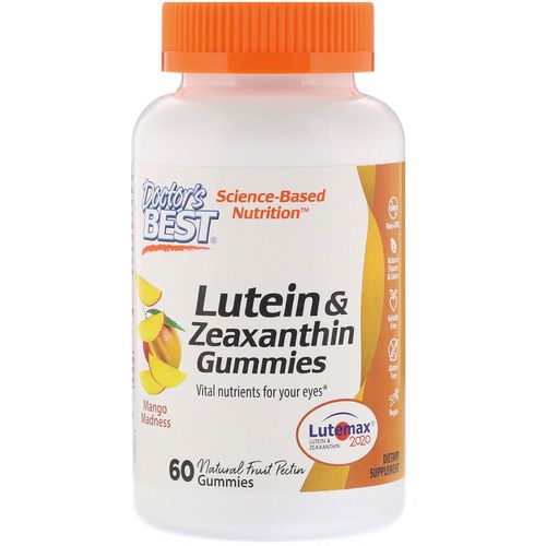 Doctor's Best Doctor’s Best Lutein & Zeaxanthin (zdravie očí), 60 gumových vegánskych cukríkov s príchuťou manga