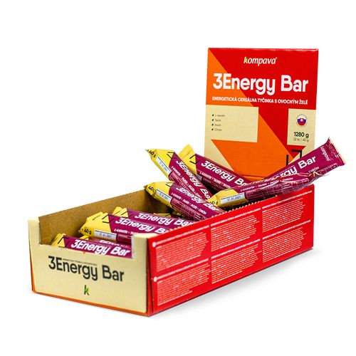 3Energy Bar kartón 32 ks, višňa-tmavá poleva