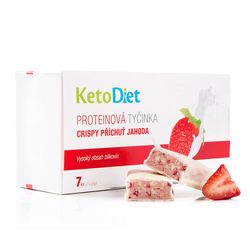 KetoDiet Proteínové tyčinky Crispy príchuť Jahoda (7 ks – 7 porcií) - 100% keto diéta