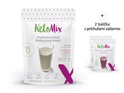 KetoMix Proteínový kokteil (15 porcií) 450 g Druhá príchuť koktailu: jahoda, Prvá príchuť koktailu: banán