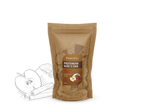 Protein&Co Proteínová kaša s chia 480 g Príchuť: jablko so škoricou, Váha: 480 g