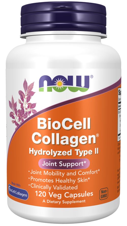 NOW® Foods NOW Biocell collgen hydrolyzed (hydrolyzovaný kolagen) II.typ, 120 rostlinných kapslí