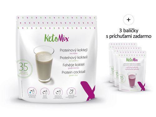 Proteínový kokteil KetoMix 1050 g (35 porcií) Druhá príchuť koktailu: káva, Prvá príchuť koktailu: čokoláda, Tretia príchuť koktailu: jahoda