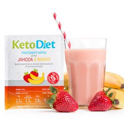 KetoDiet Proteínový nápoj príchuť jahoda a banán (7 porcií) - 100% keto diéta