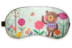 Maska na oči na spanie - Medvedík s kvetinami