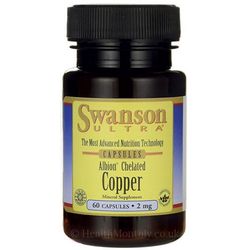 Swanson Copper Chelated (měď v chelátové vazbě), 2 mg, 60 kapslí