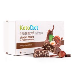 KetoDiet Proteínové tyčinky Lieskový oriešok a príchuť Čokoláda (7 ks – 7 porcií) - 100% keto diéta