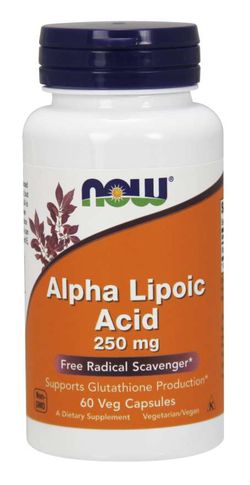NOW® Foods NOW Alpha Lipoic Acid (Kyselina Alfa Lipoová), 250 mg, 60 rostlinných kapslí