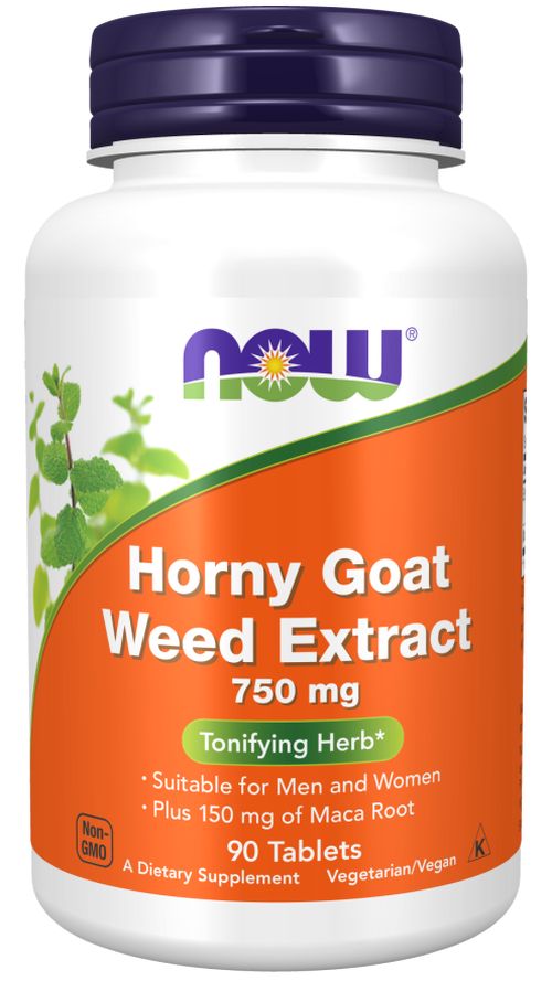 NOW® Foods NOW Horny Goat Weed Extract (Škornice extrakt), 750 mg, 90 tablet