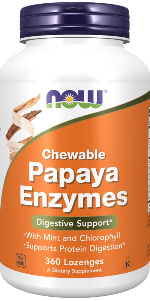 NOW® Foods NOW Papaya Enzymes, přírodní trávící enzymy, 360 pastilek