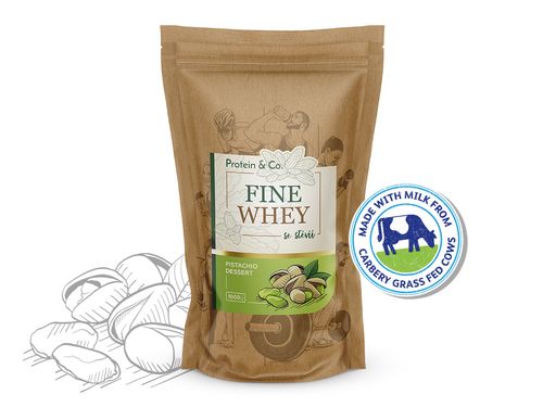 Protein&Co. FINE WHEY – prírodný proteín sladený stéviou 1 kg Príchut´: Pistachio dessert