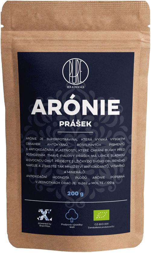 BrainMax Pure Arónie - černý jeřáb BIO prášek, 200 g