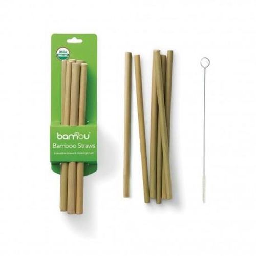 Bambu Bambusové slamky s kefkou - 6 ks