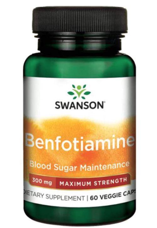 Swanson Benfotiamine (vitamín B1), 300 mg, 60 rostlinných kapslí