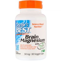 Doctor's Best Doctor’s Best Brain Magnesium, 50 mg, 90 rastlinných kapsúl
