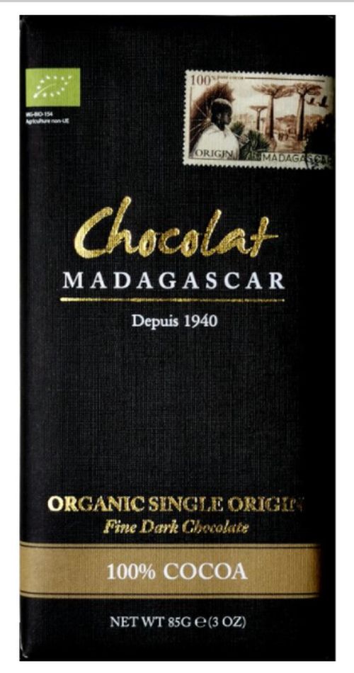 Chocolat Madagascar - BIO Hořká čokoláda, 100% kakao, 85 g CZ-BIO-001 certifikát