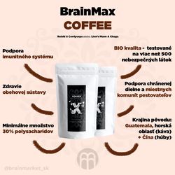 BrainMax Coffee s medicinálními houbami - Reishi & Cordyceps, 200g *CZ-BIO-001 certifikát