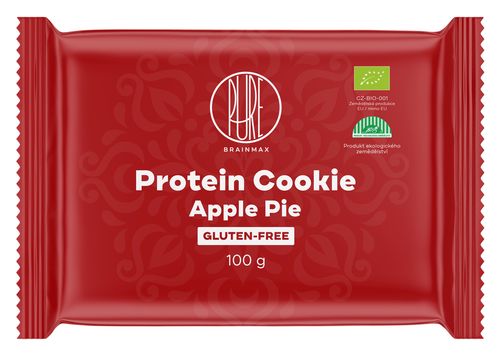BrainMax Pure Protein Cookie, Apple Pie, Jablčný koláč, BIO, 100 g Proteinová sušenka s jablky / *CZ-BIO-001 certifikát