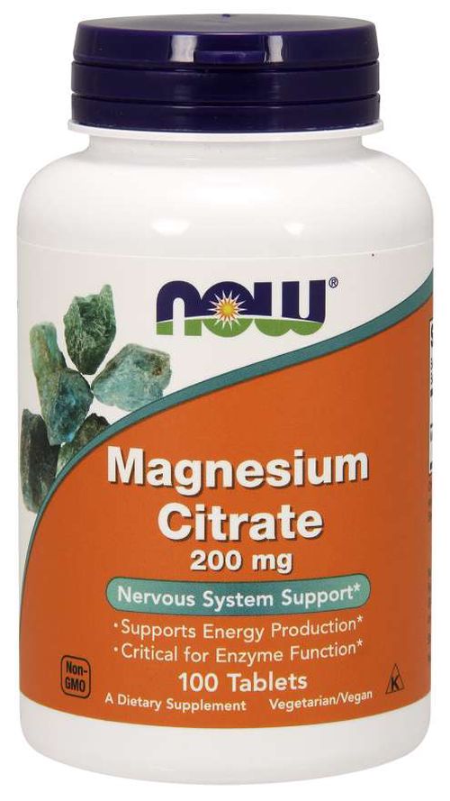 NOW® Foods NOW Magnesium Citrate (hořčík citrát), 200 mg, 100 tablet