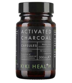 KIKI Health Activated Charcoal (aktivní uhlí) 300 mg, 50 rostlinných kapslí