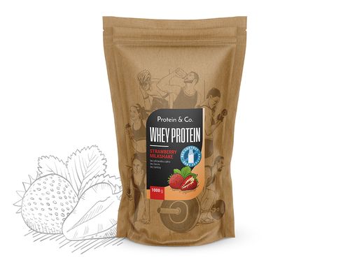 Protein&Co. Bezlaktózový CFM Whey Príchuť: Strawberry milkshake, Váha: 1000 g