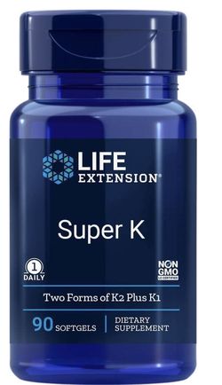 Life Extension Super K, Vitamin K1, K2 (MK-4 and MK-7), 90 softgel kapslí