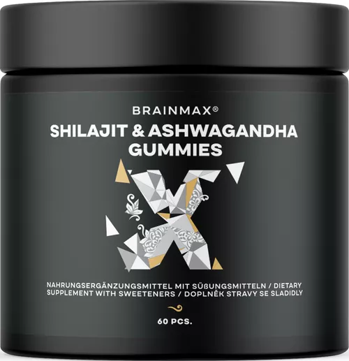 BrainMax Shilajit & Ashwagandha Gummies, 60 bonbónov
