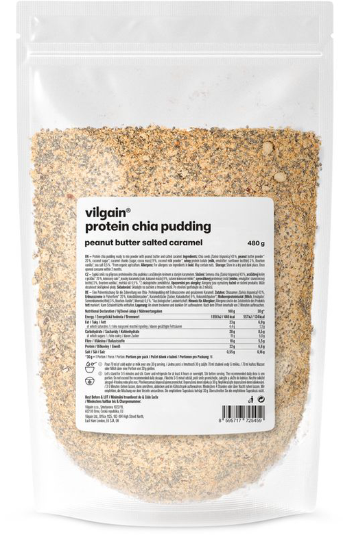 Vilgain Protein Chia Pudding – arašidové maslo a slaný karamel 480 g