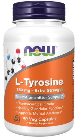 NOW® Foods NOW L-Tyrosine, 750 mg, 90 rostlinných kapslí