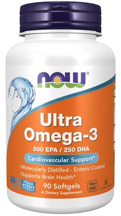 NOW® Foods NOW Ultra omega-3, 250 DHA/500 EPA, 90 softgelových kapslí
