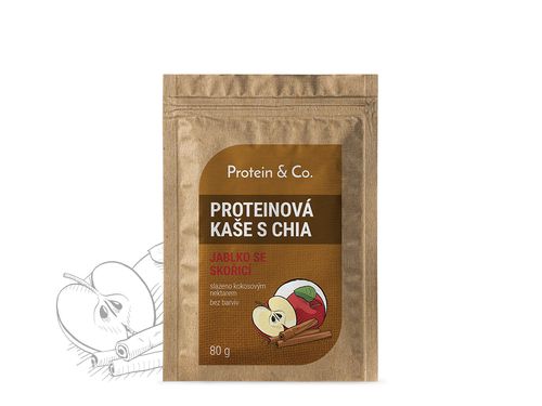 Protein&co. Proteínová kaša s chia 80 g Váha: 80 g, Příchuť: jablko se skořicí