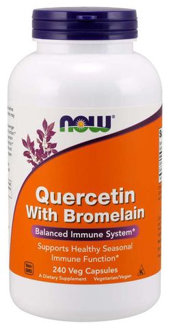 NOW® Foods NOW Quercetin with Bromelain, Kvercetín 800 mg, 240 rostlinných kapslí