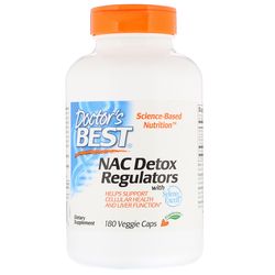 Doctor's Best NAC Detox Regulators, N-Acetyl-L-cysteín + selén a molybdén, 180 rastlinných kapsúl