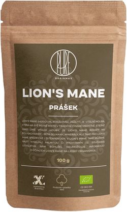 BrainMax Pure Lion's Mane (Hericium) prášok, BIO 100g *CZ-BIO-001 certifikát
