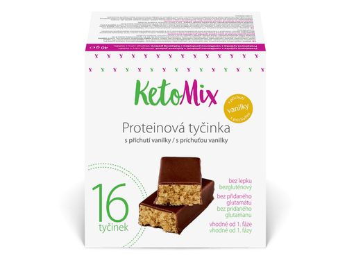 KetoMix Proteínové tyčinky s vanilkovou príchuťou 16 x 40 g