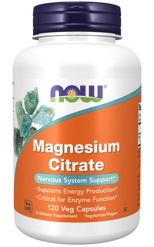 NOW® Foods NOW Magnesium Citrate (hořčík citrát), 400 mg, 120 rostlinných kapslí