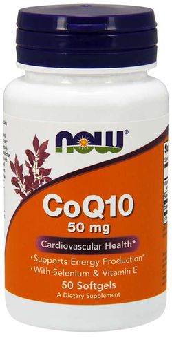 NOW® Foods NOW CoQ10, se selenem a vitamínem E, 50 mg, 50 softgelových kapslí