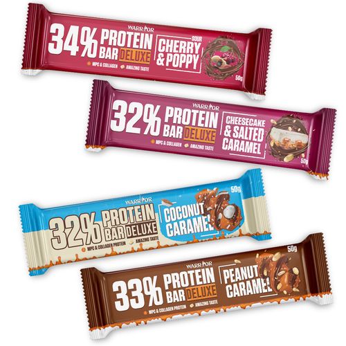 Protein Bar DeLuxe – Proteínové tyčinky 18x50g Salted Caramel & Cheesecake