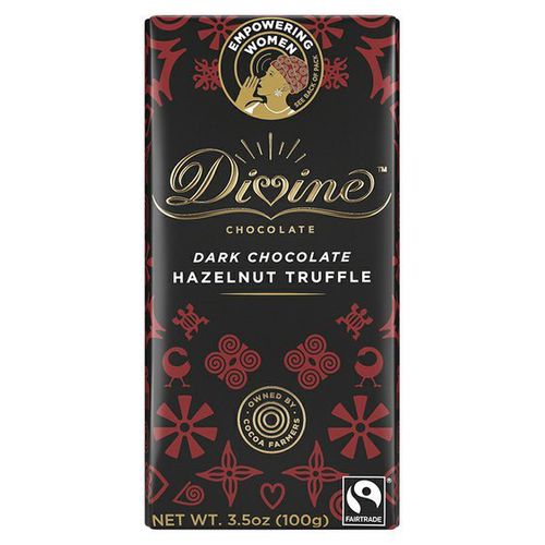 Divine Chocolate - Hořka čokoláda s lískovo-oříškovou náplní 41%, 90g
