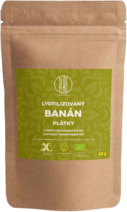 BrainMax Pure Lyofilizovaný banán - plátky, BIO, 45 g *CZ-BIO-001 certifikát