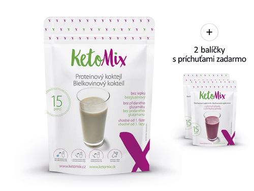 KetoMix Proteínový kokteil (15 porcií) 450 g Druhá príchuť koktailu: kokos, Prvá príchuť koktailu: čokoláda