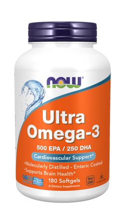 NOW® Foods NOW Ultra omega-3, 250 DHA/500 EPA, 180 softgelových kapslí